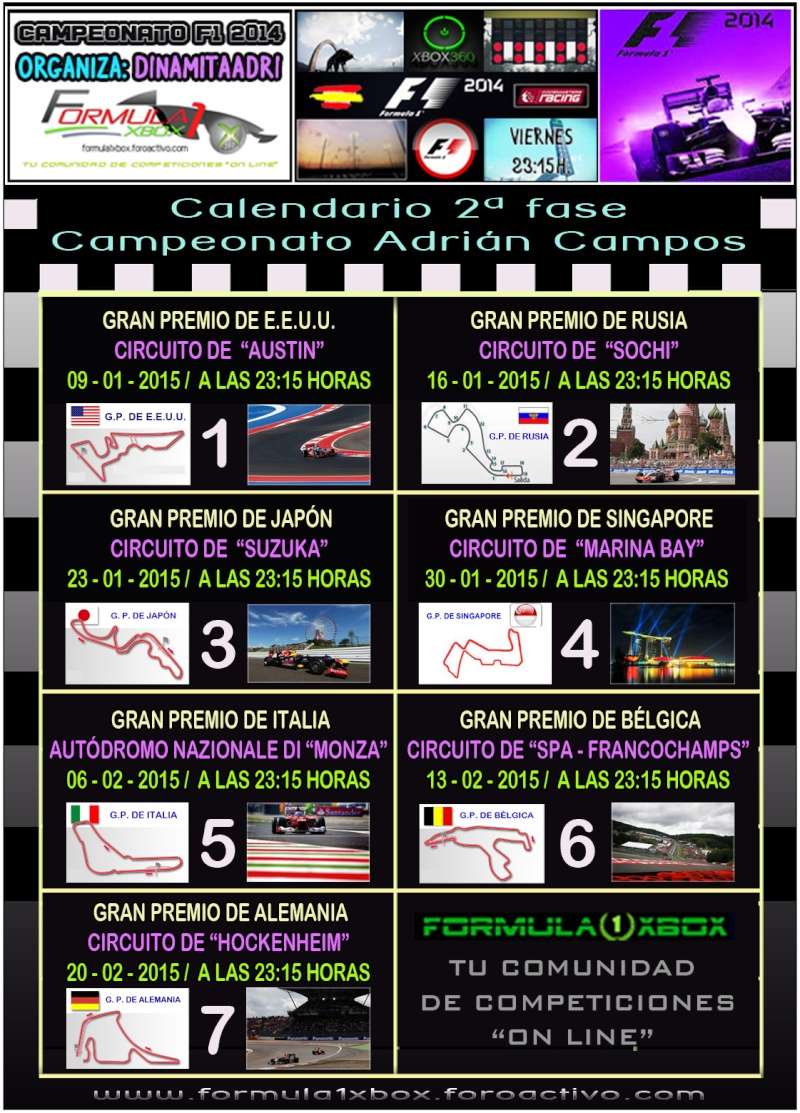 F1 2014 / CAMPEONATO " ADRIÁN CAMPOS - FORMULA 1 XBOX" / CALENDARIO DE LA 2ª FASE Calend48