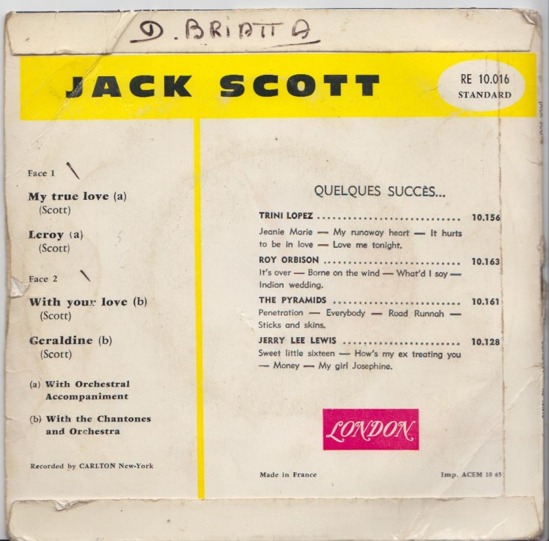 Jack Scott - My True love /Leroy / With your love /Geraldine - EP London - Carlton Jacksc11