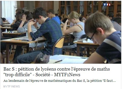 Bac S : pétition de lycéens contre l'épreuve de maths "trop difficile" Temp68