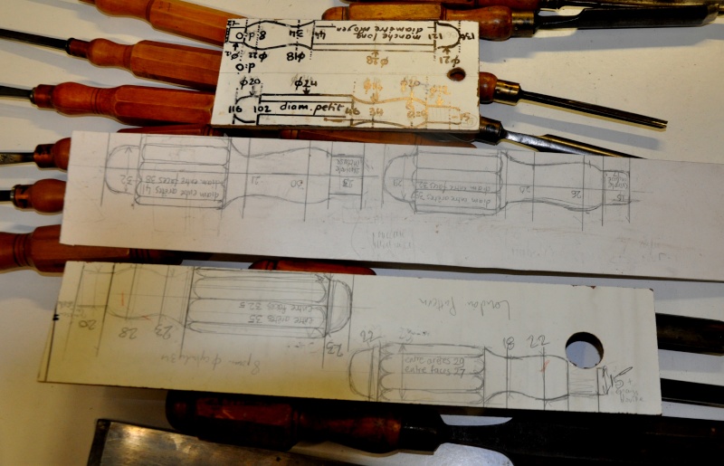 london pattern - Tournage d'un manche modele londonien en buis. Making  a London pattern boxwood  chisel handle. London10