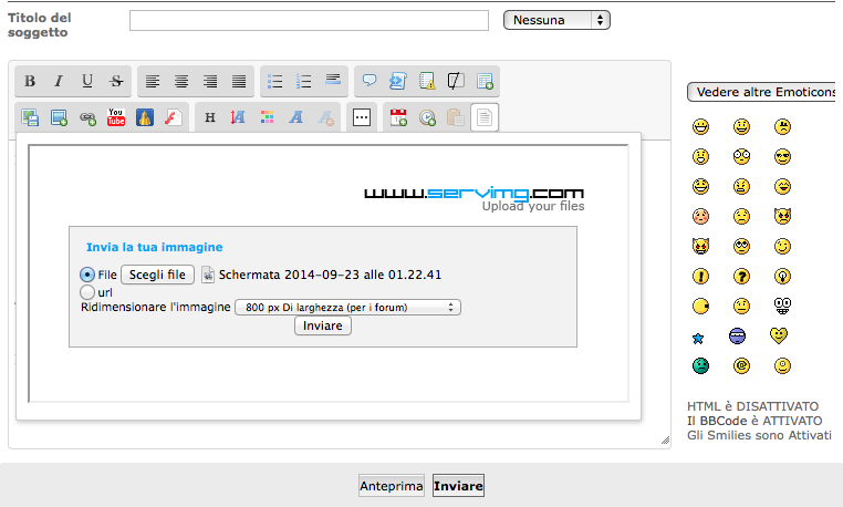 Come posso inserire immagine nel forum? Scherm13