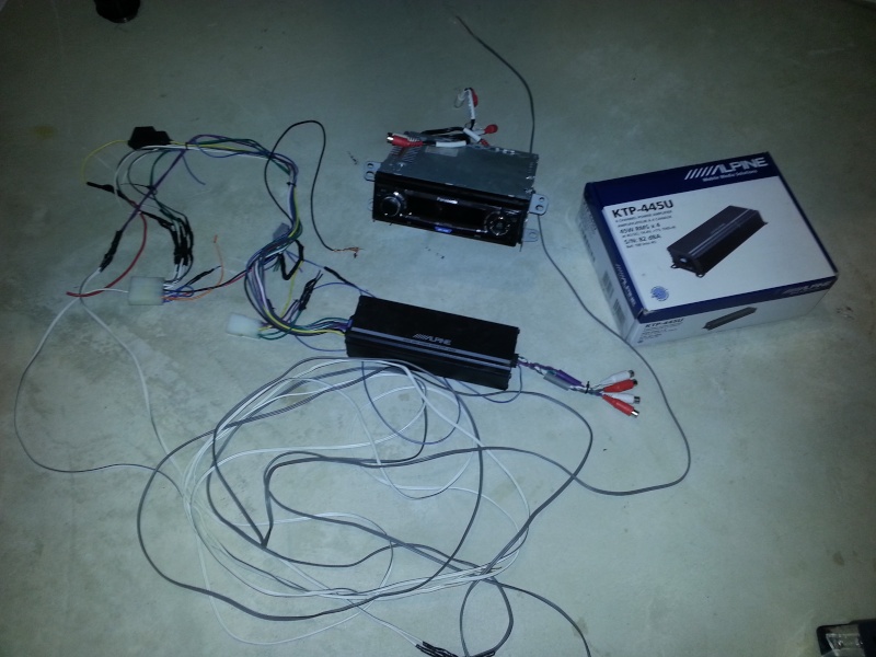 Panasonic cd player + Alpine 4 channel mini amplifier pulled from mx73 with harness 20140710