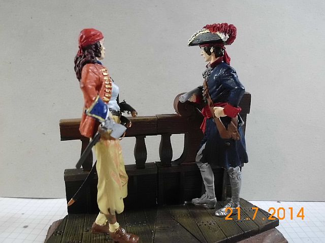 Romeo RM 75-006/005 - Anne Bonny + Calico Jack - 75mm Zinnbausatz - Fertig 151