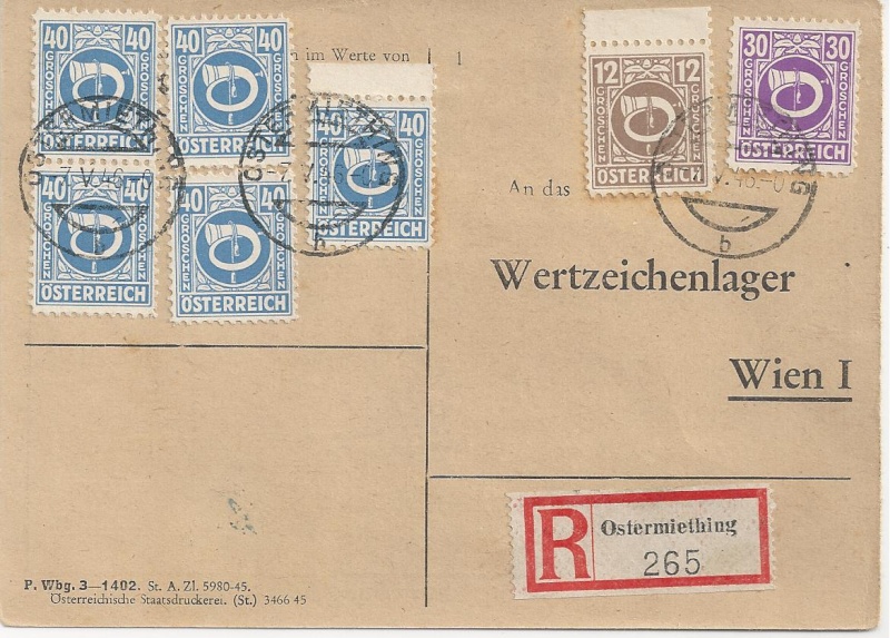 posthorn - Posthornzeichnung  -  ANK 697-713  -  Belege Bild124