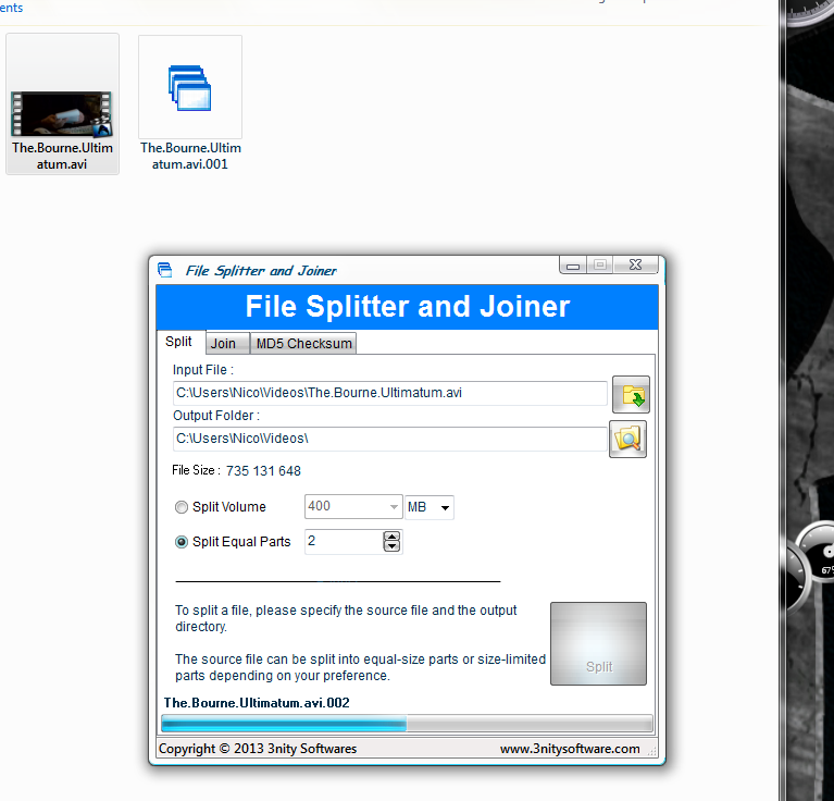 برنامج تقطيع واعادة دمج الملفات File Splitter and Joiner Filesp11