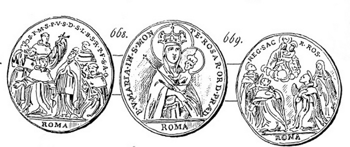  Ntra. Sra. de Podkamieńska -  Virgen del Rosario con cuatro santos dominicos, S. XVIII Medall10