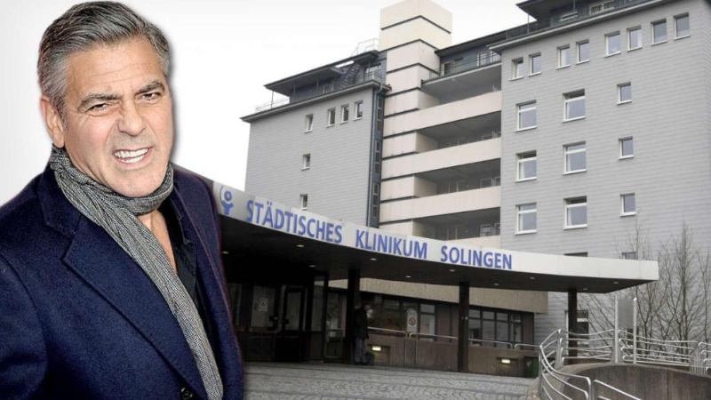 31. August 2014: George Clooney hospital check in Solingen Germany Hospit10