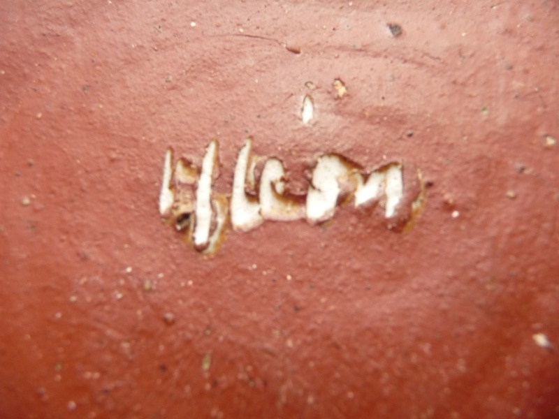 Coupe ou Vide poche décor de feuilles  signature en creux Monique LEON P1130313