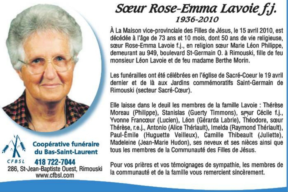 Lavoie, Soeur Rose-Emma Soeur_16