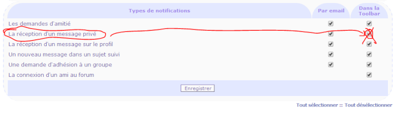 Toolbar notification de MP Captur20