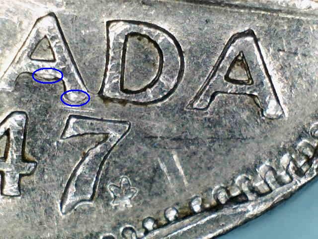 1947 - ML, Double 5 Cents, Feuille Droite, Castor & DA, Éclats sur 2e A, Coins Entr. devant le Roi 1947x-15