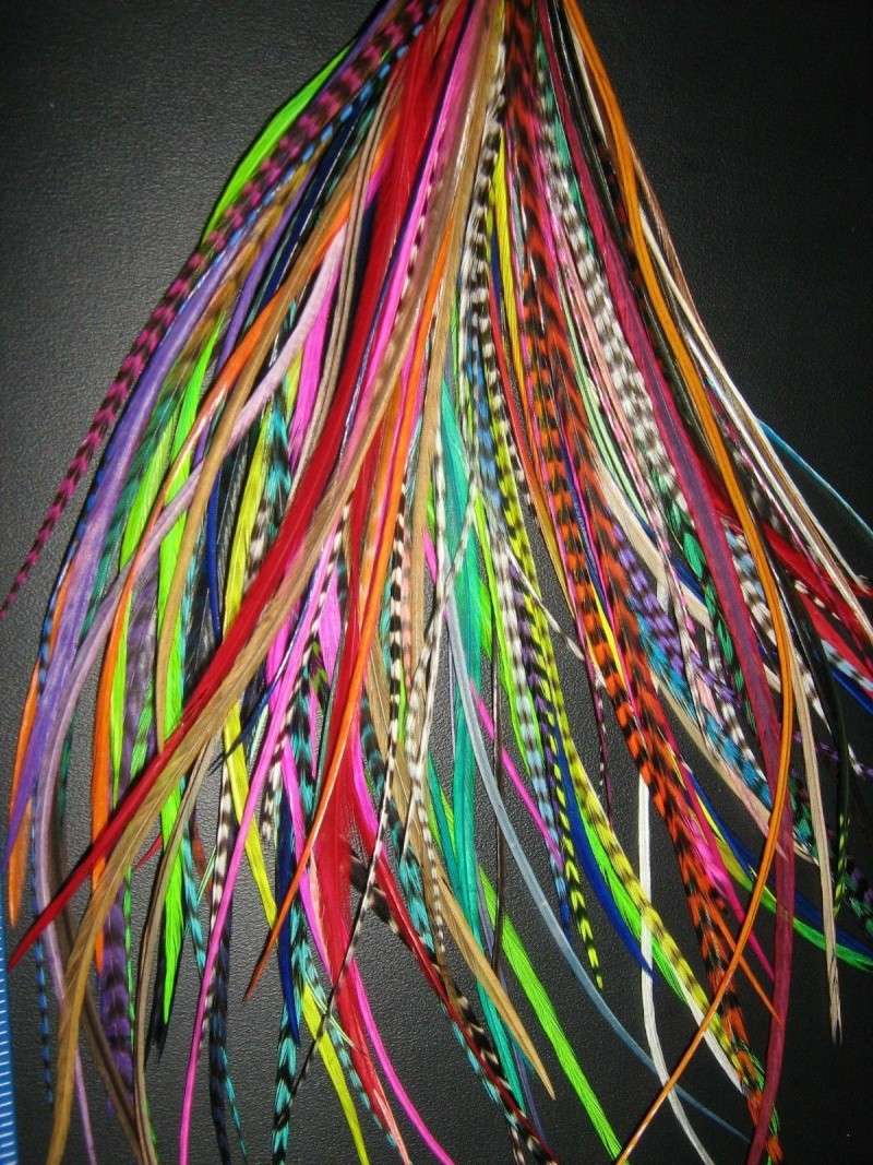 100 Real Grizzly Whiting/Saddle hackle feather hair extensions for festivals! SOLD _5710