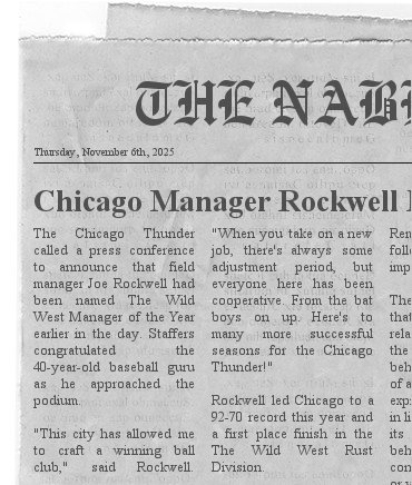 Chicago Manager Rockwell Named Top Skipper in WW Newspa26