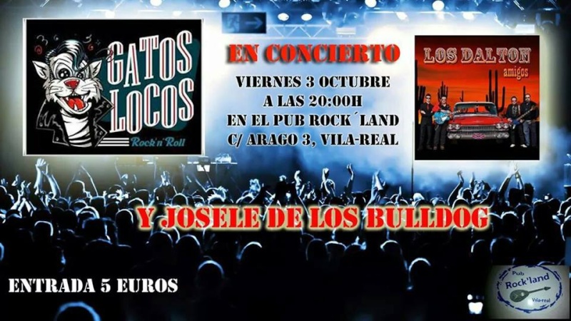 GATOS LOCOS-LOS DALTON-JOSELE BULLDOG.3 DE OCTUBRE.VILLAREAL-CASTELLÓN.PUB ROCK LAND 10698510