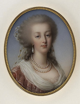 Marie-Antoinette en buste et robe rouge - Elisabeth Vigée Lebrun (1783) Aquoto10