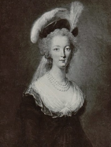 Marie-Antoinette en buste, robe rouge et toque, par et d'après Elisabeth Vigée Le Brun  Marie_18