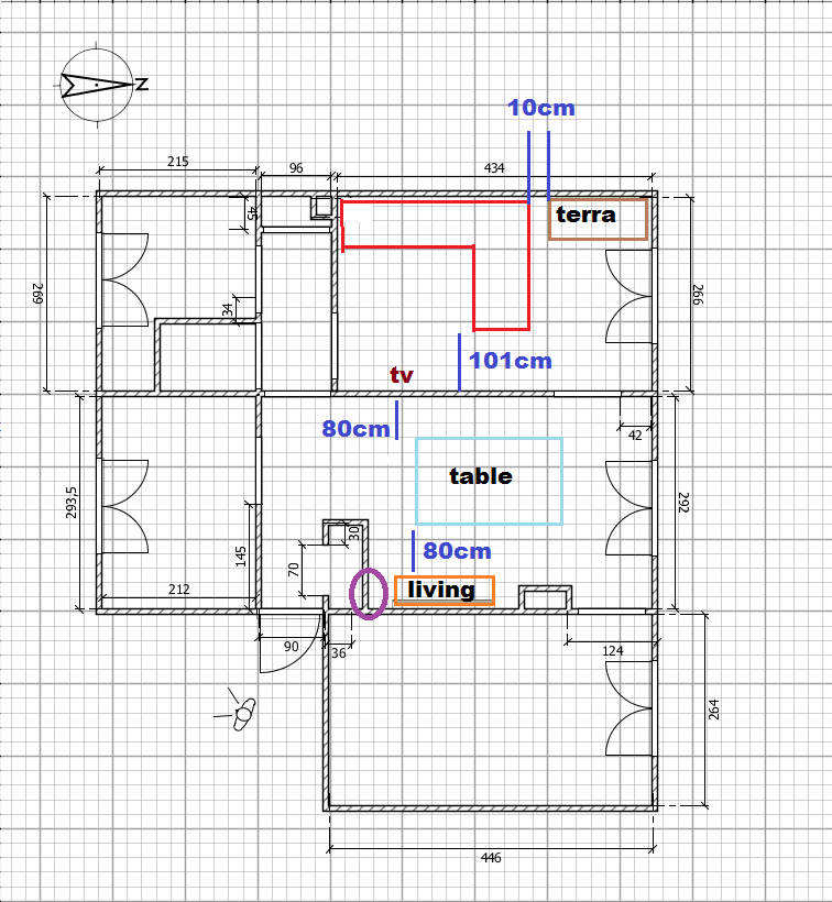 Premier appartement, du sol aux murs est les meubles. Plan_d17