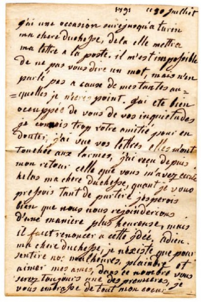 Lettre de Marie-Antoinette à la duchesse de Fitz James Zlett10