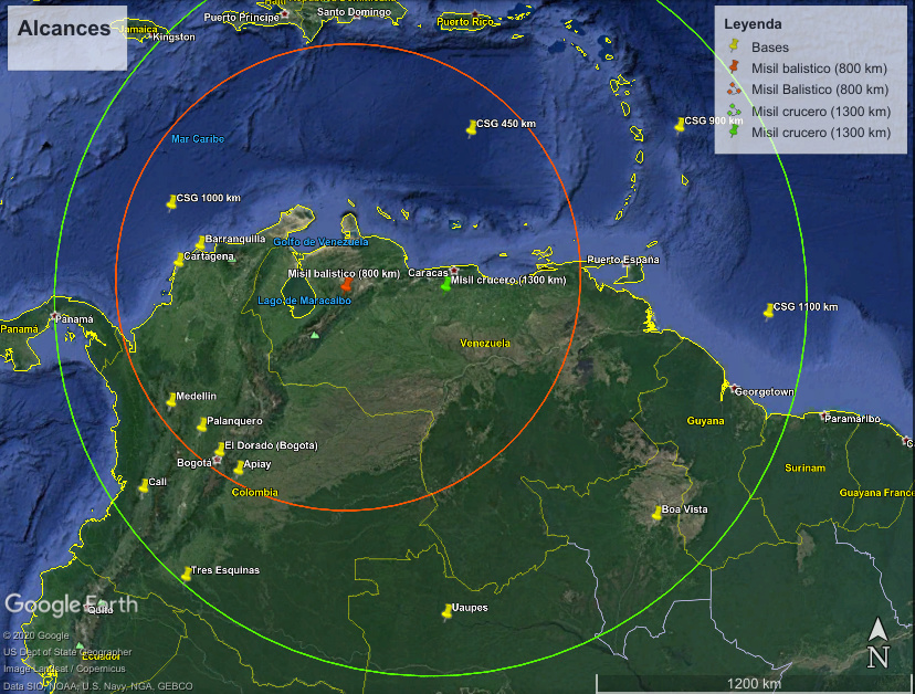 Misiles balísticos, de crucero y su utilidad para la Fuerza Armada Nacional Bolivariana en el marco de la Doctrina de Guerra Asimétrica. Mapaal10