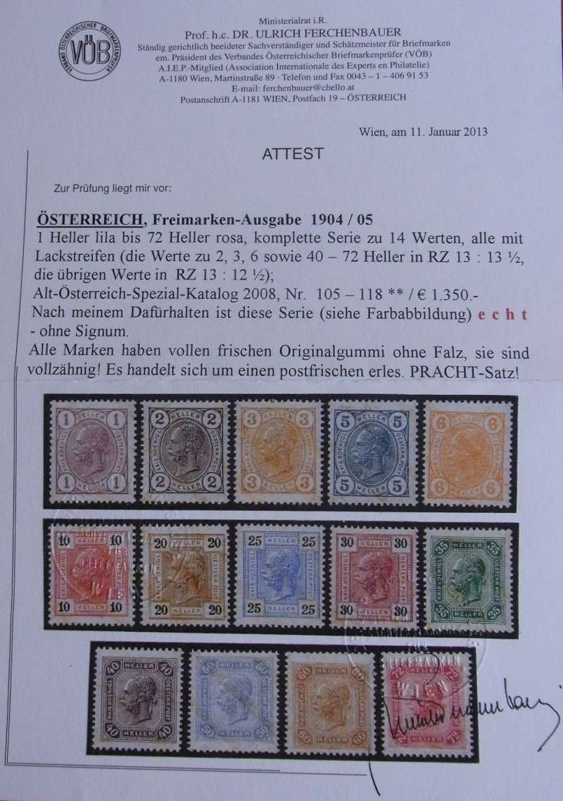 Die Freimarkenausgabe 1904 & 1905 Attest10