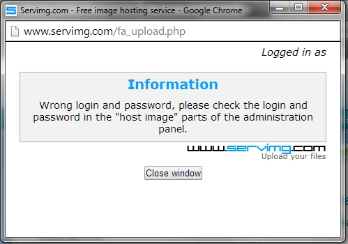 Problème Servimg: "Wrong login and password, please check the login and password in the "host image" parts of the administration panel" Result12