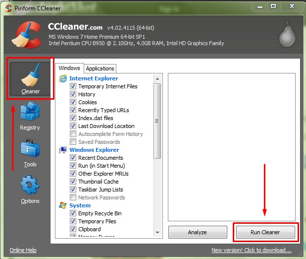 Clearing Cookies and Cache Cclean11