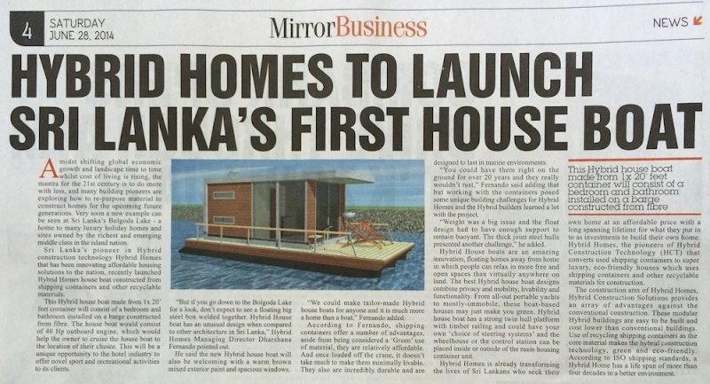 Hybrid Homes to Launch Sri Lanka's First House Boat made from Shipping Containers. House_10