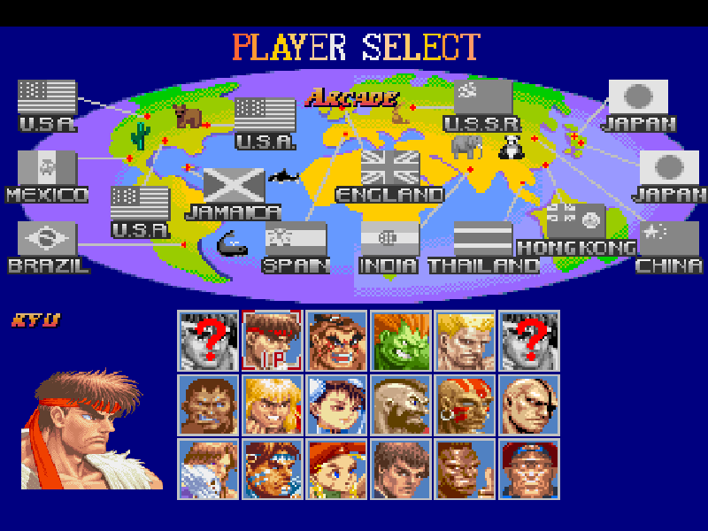 street fighter 2 character select