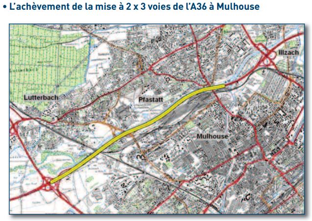 Fin de la mise en 2 x 3 voies de l'A36 à Mulhouse ? A36mul10