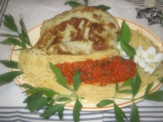 Omelette à la crème d'anchois.accompagné de spaghettis. photos. Img_0112