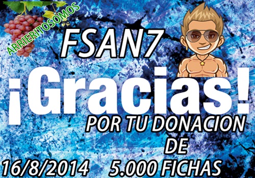 DONACION DE FSAN7 16/8/2014  DE 5.000 MIL FICHITAS  Donaci12