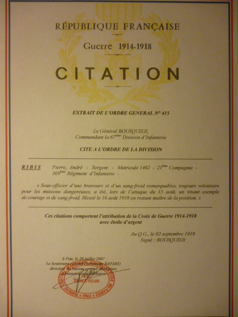 DECORATIONS ET CITATIONS 14/18 DE MON ARIERE GRANPERE  Gpapi212