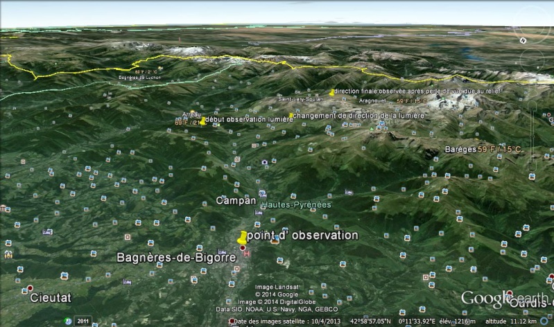 2014: le 03/01 à 3h40 - Lumière étrange dans le ciel - BAGNERES de Bigorre - Hautes-Pyrénées (dép.65) Lumiyr13
