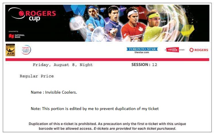 Coolers on Toronto Masters for Quarter Finals Ticket10