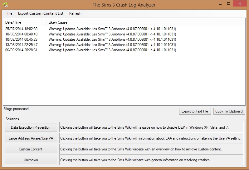 Warning: Update Available Sims 3 Ambitions (crash log analyzer) Sans_t11