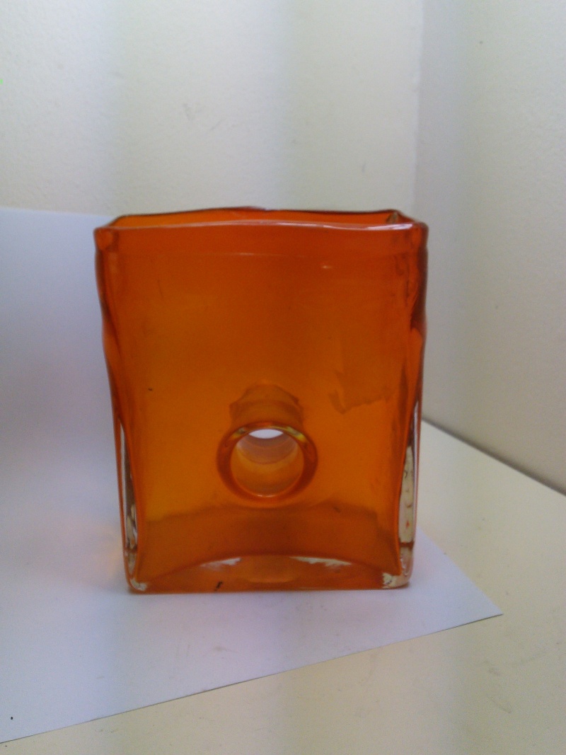 Flame Orange Rectangular Donut Hole Vase Img_2020