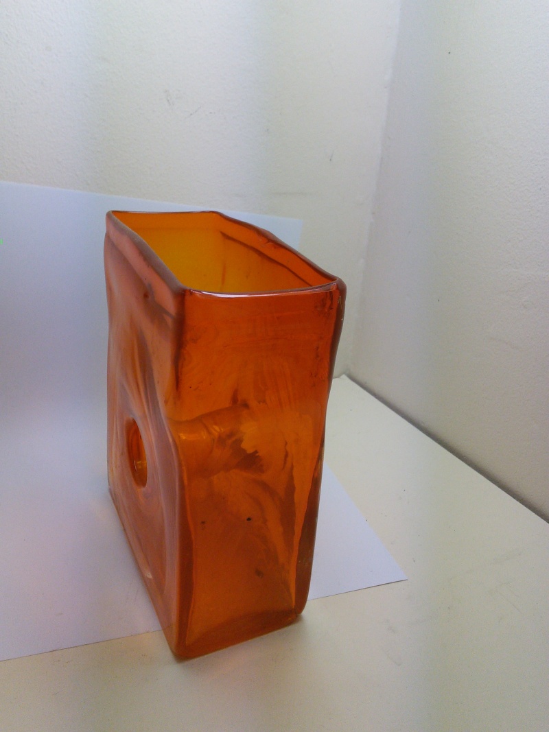Flame Orange Rectangular Donut Hole Vase Img_2021