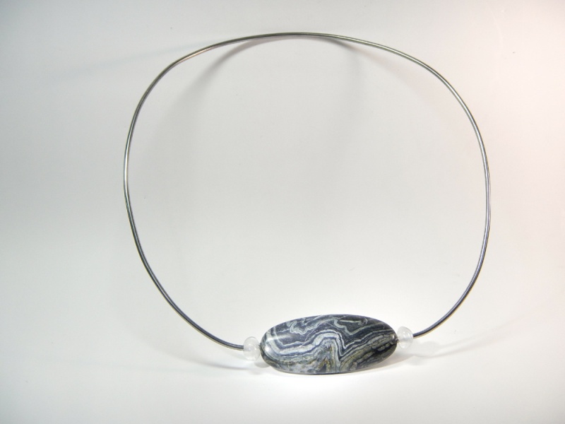 Parure avec cabochon en barégienne (pierre de la région de Barèges- Pyrénées) Baregi12