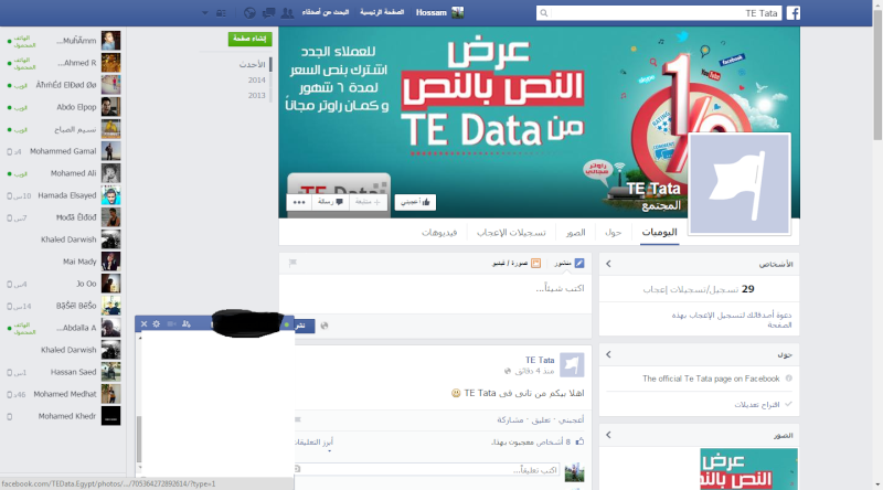 كارثة تصيب صفحة تي داتا اشهر الشركات المصرية للأنترنت 2014-110