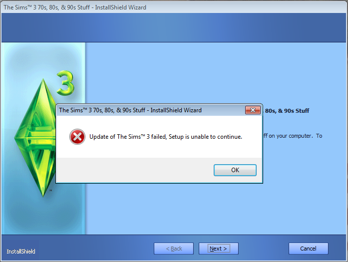 Can't update Sims 3. [SOLVED] 70809012