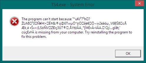 The program can't start because ___ is missing from your computer - fix. Ts4_er10