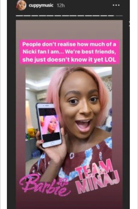 Nicki Minaj Gives DJ Cuppy A Shout Out 10409811