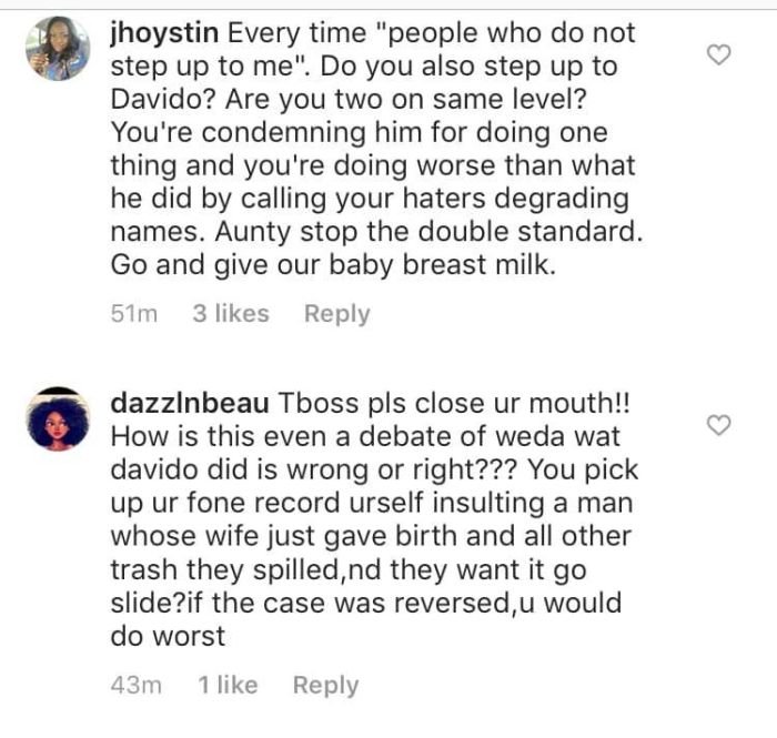 Nigerians Attack Tboss For Her Comment On Davido’s Reaction To The “Fake Pregnancy Saga” 5dbbf011