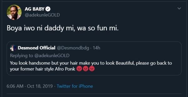 Fan Tells Adekunle Gold To Return To His Afro Hairstyle (See His Response) Adekun11