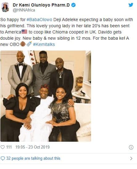 ‘Davido’s Father Is Expecting Child With Young Girlfriend’ – Kemi Olunloyo Reveals Davido29