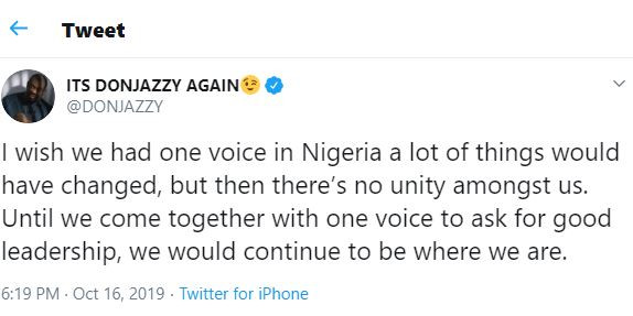 I Wish We Had One Voice In Nigeria, A Lot Of Things Would Have Changed – Don Jazzy Wrote Don-ja11