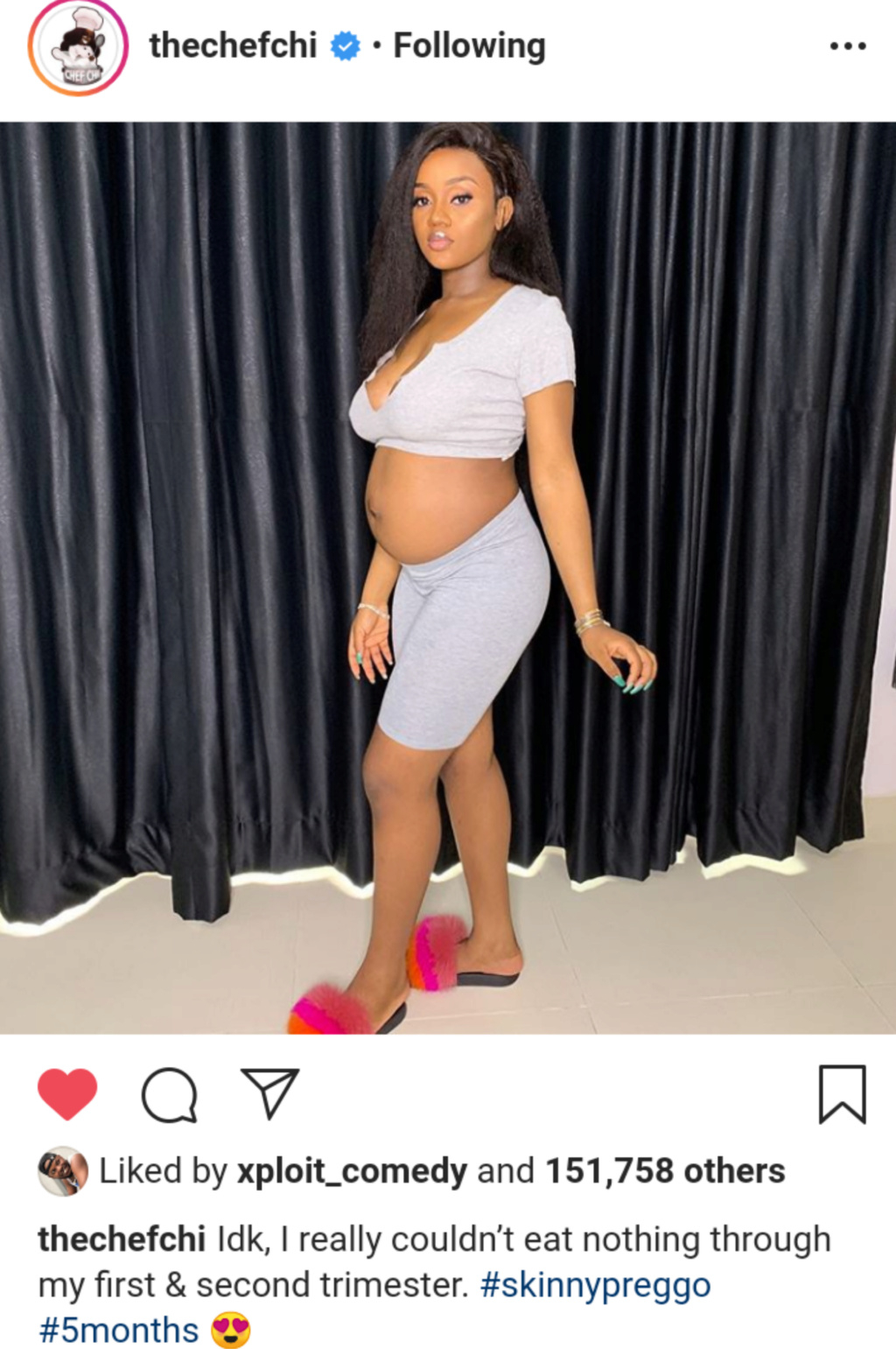 Davido’s fiancée Chioma shares a photo of her baby bump at 5 months  Inshot27