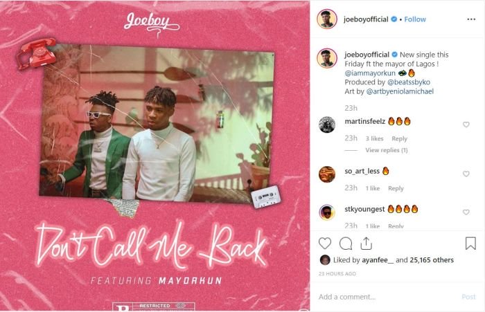 Joeboy Set To Release A New Jam With Mayorkun (See Release Date) Sfc3ew10