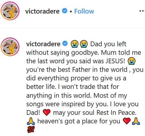 Sad Mood For Singer Victor AD As He Loses His Dad Victor11