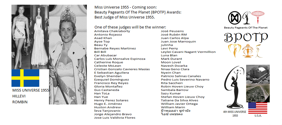 Miss Universo 1955: Pronto: Beauty Pageants Of The Planet Awards (BPOTP): Mejor Juez de Miss Universo 1955. 26_cs_12